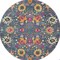Homeroots 4 ft. Round Denim Blue Florals Distressed Area Rug 385173 - alternate 4